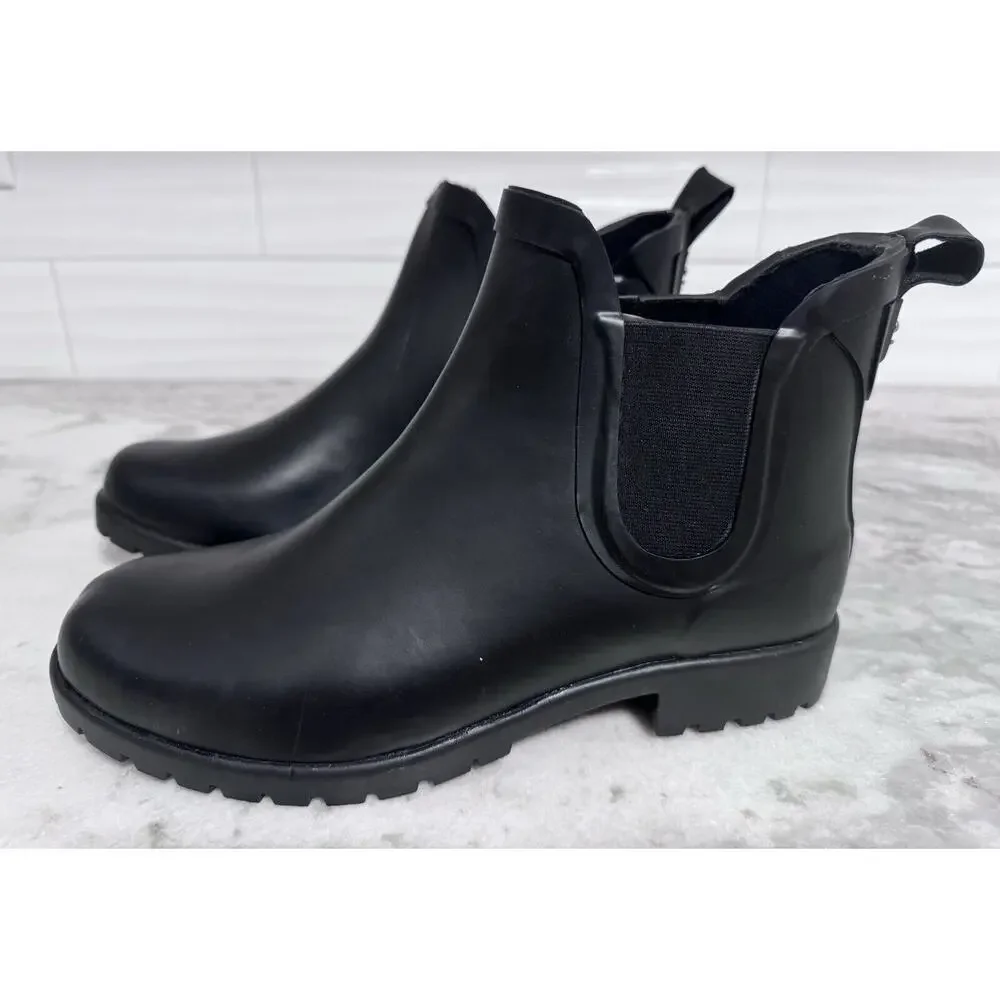 Stuart Weitzman Black Rubber Chelsea Boots Booties Size 8B - Picture 3 of 10